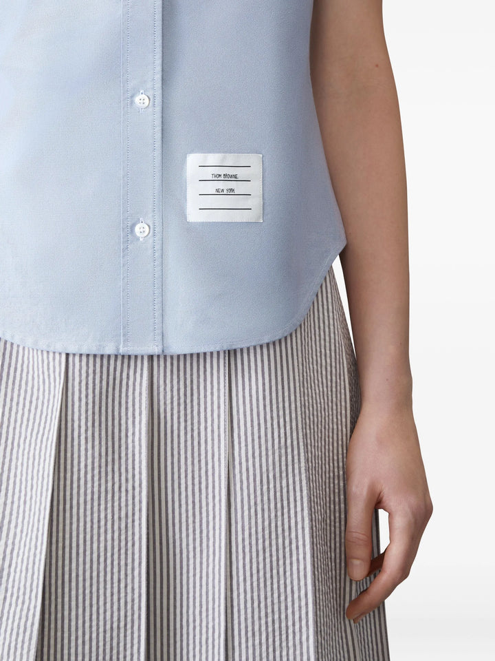 オックスフォードラウンドカラーショートスリーブシャツ レディース