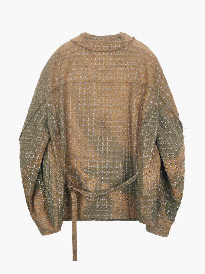 Sun-Bleached Collarless Tweed Jacket
