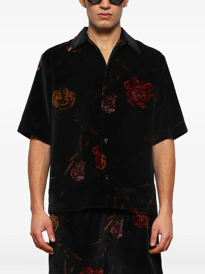 Floral Velvet Camp Shirt