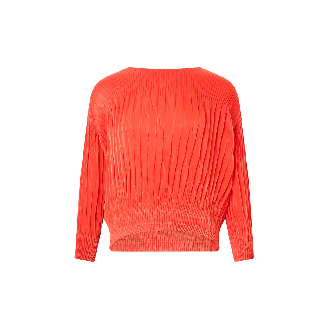 Suede Like Puff Pleated Top