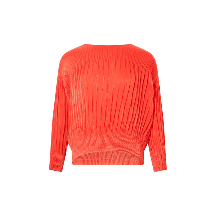 Suede Like Puff Pleated Top