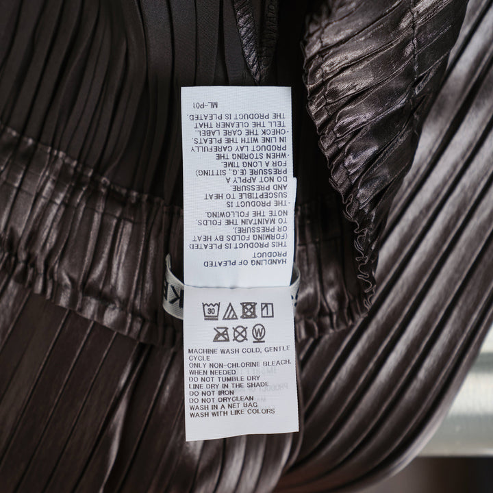 Glossed Metal Pleated Pants