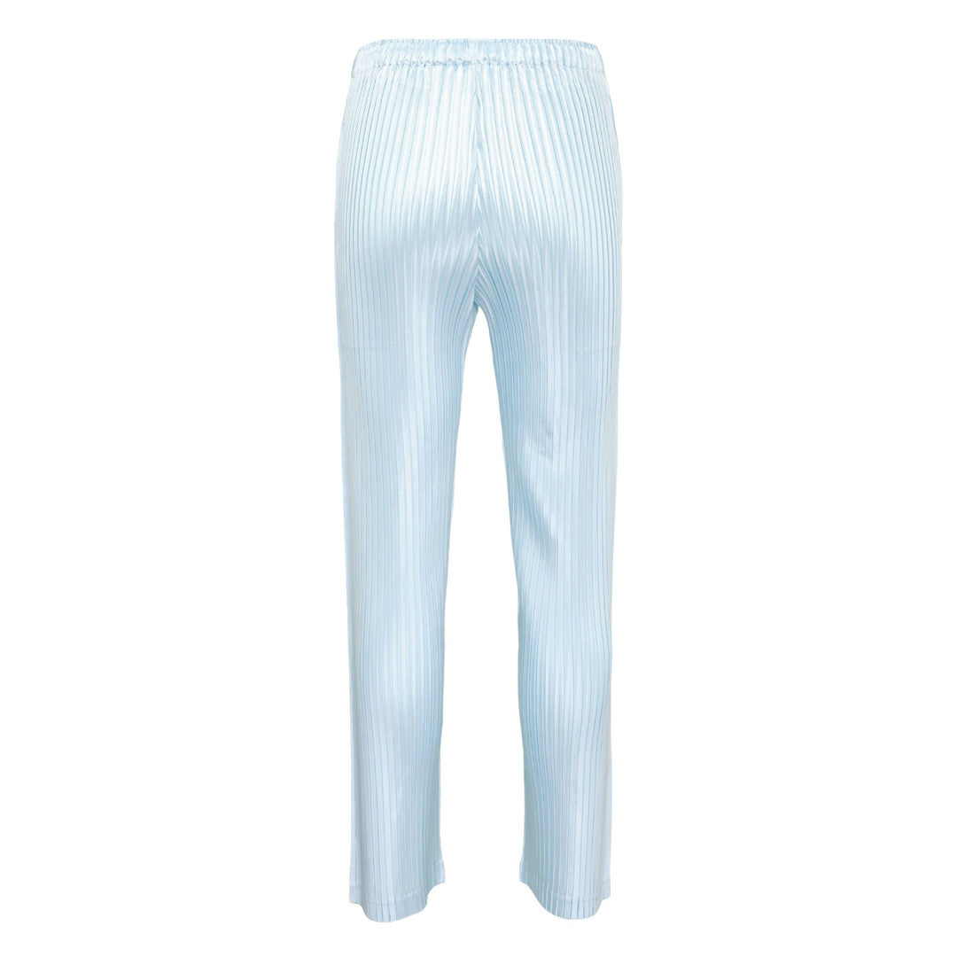 Glossed Metal Pleats Pleated Pants