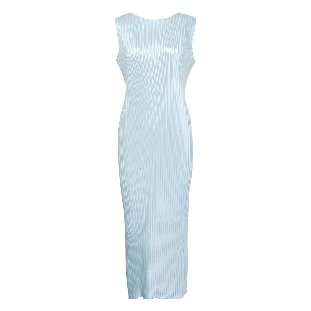 Glossed Metal Pleats Pleated Dress