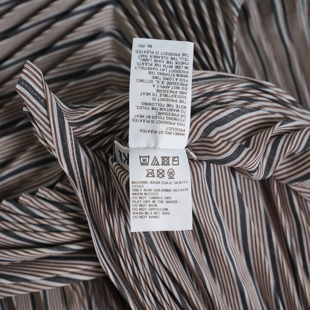 Machine Pleated Striped Dress