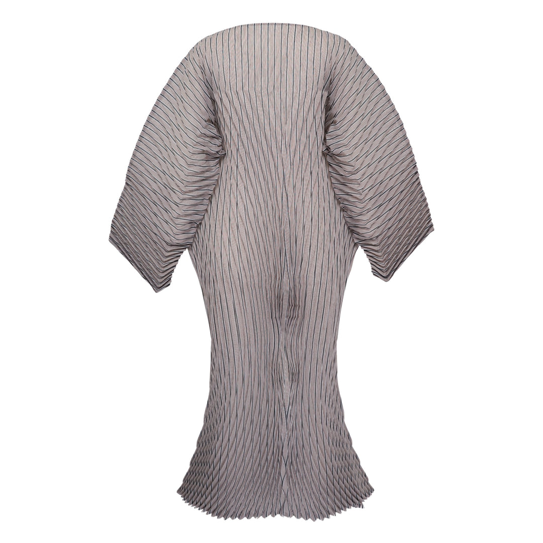 Hand Pleats Striped Dress
