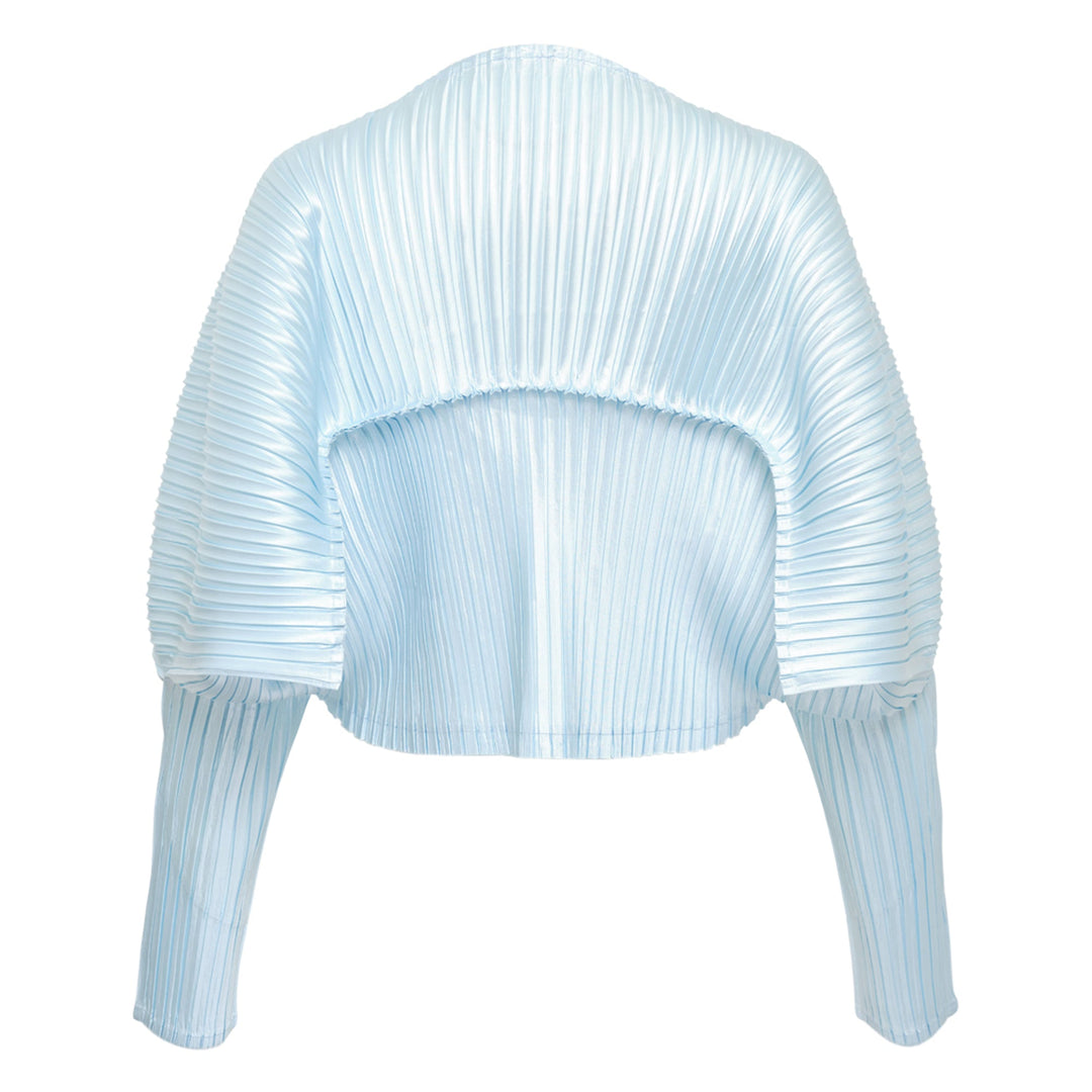 Glossed Metal Pleats Pleated Cardigan