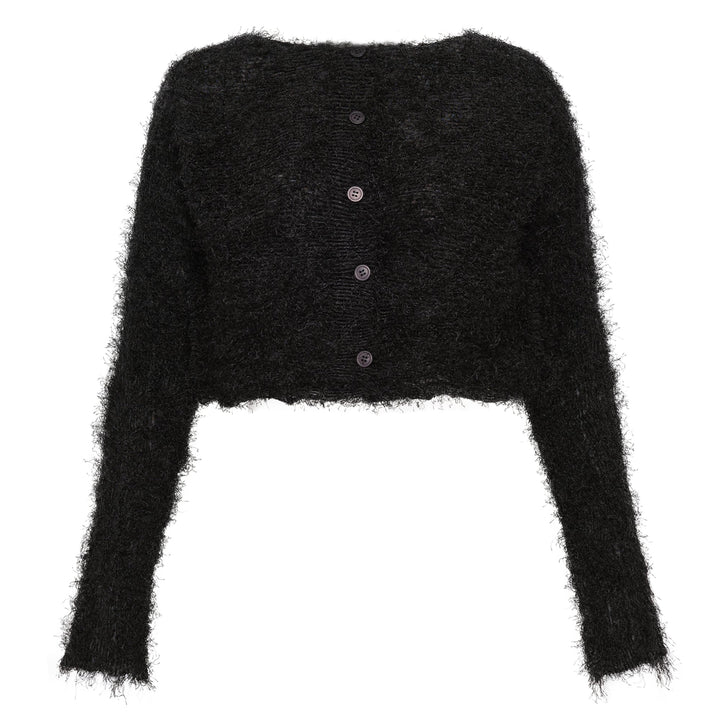 Shifted Fuzzy Pleated Cardigan