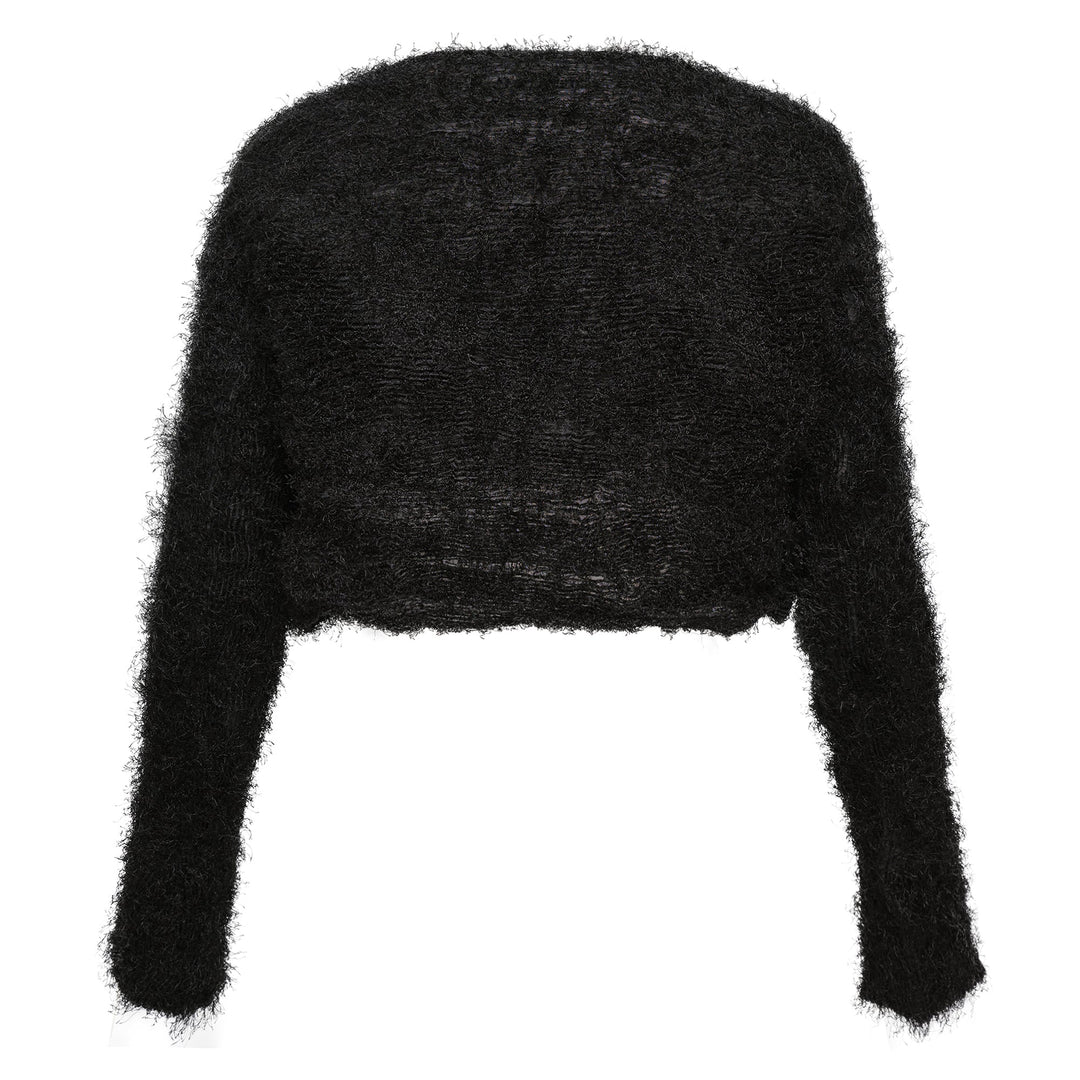 Shifted Fuzzy Pleated Cardigan