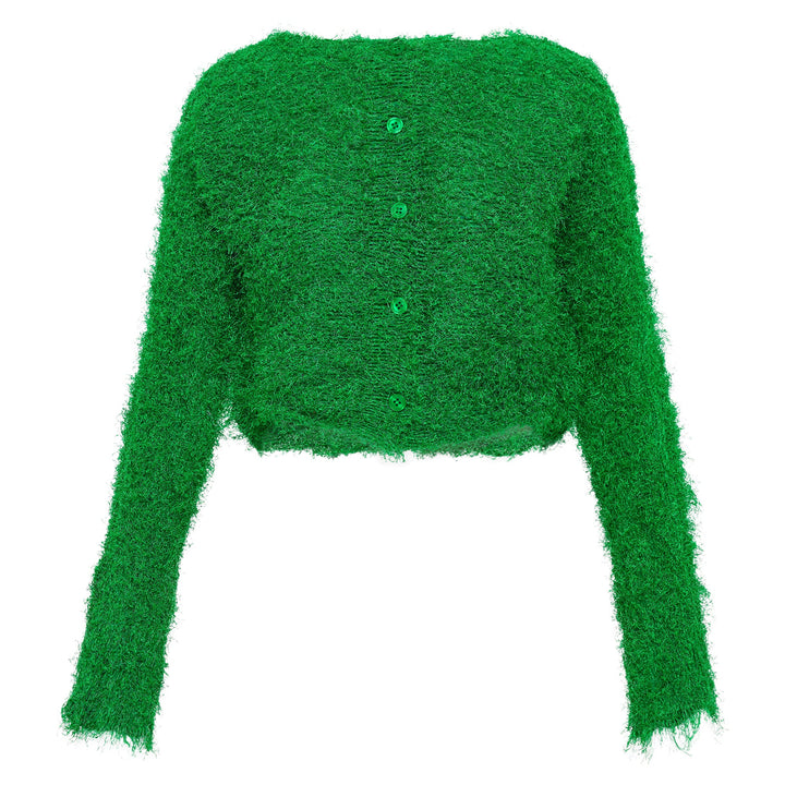 Shifted Fuzzy Pleated Cardigan
