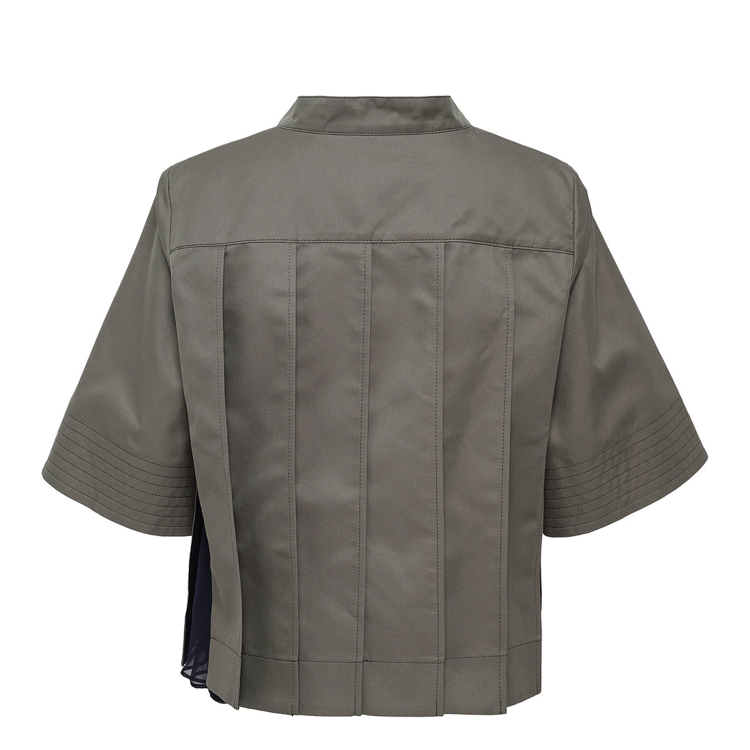 Cotton Gabardine X Knit Pullover