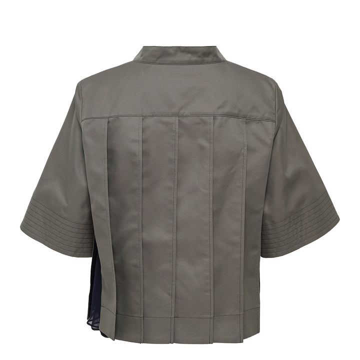 Cotton Gabardine X Knit Pullover