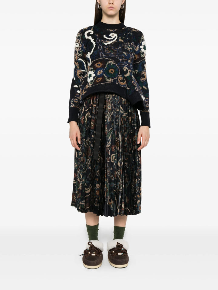 フローラルジャカードニットプルオーバー