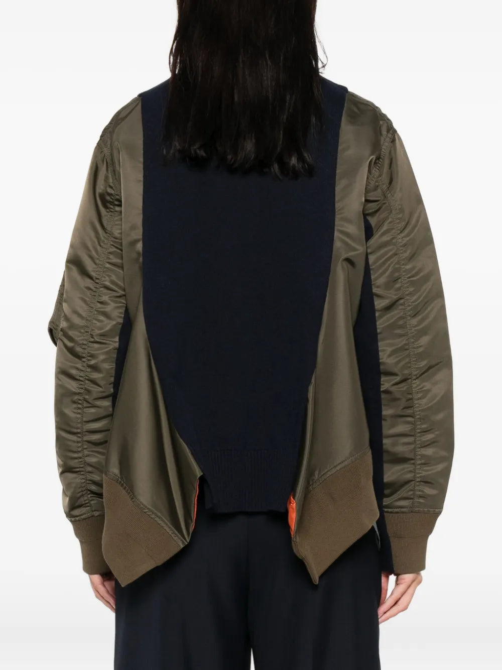 ナイロンツイル×ニットカーディガン