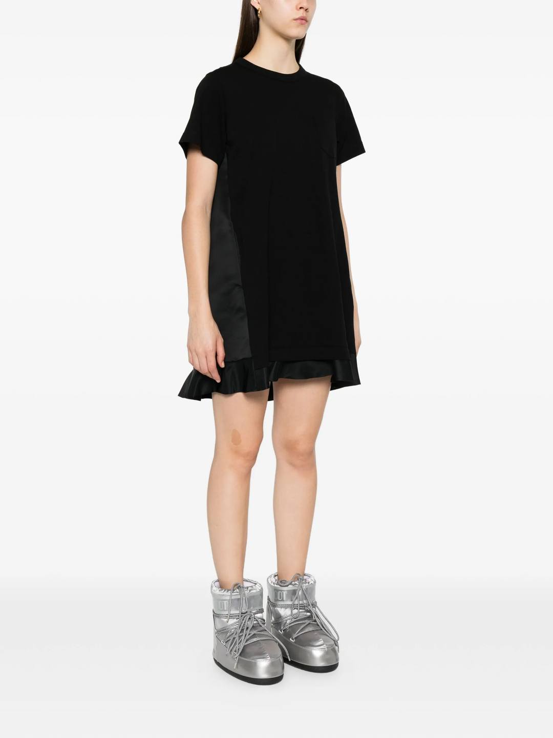 Nylon Twill x Cotton Jersey Dress