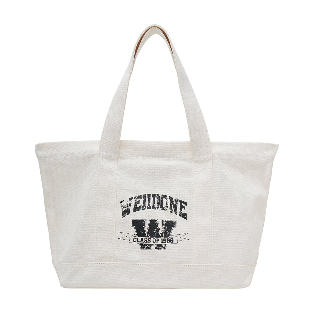Beige Collegiate Canvas Tote