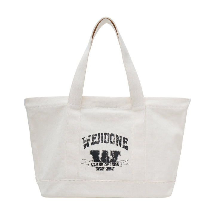 Beige Collegiate Canvas Tote