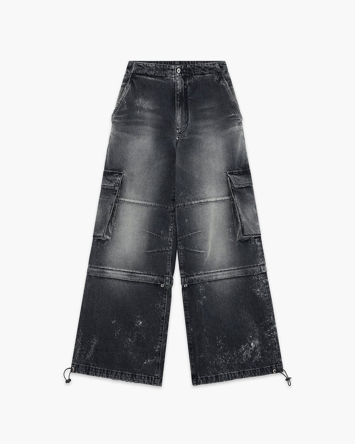 Black Womens Cargo Denim Trouser