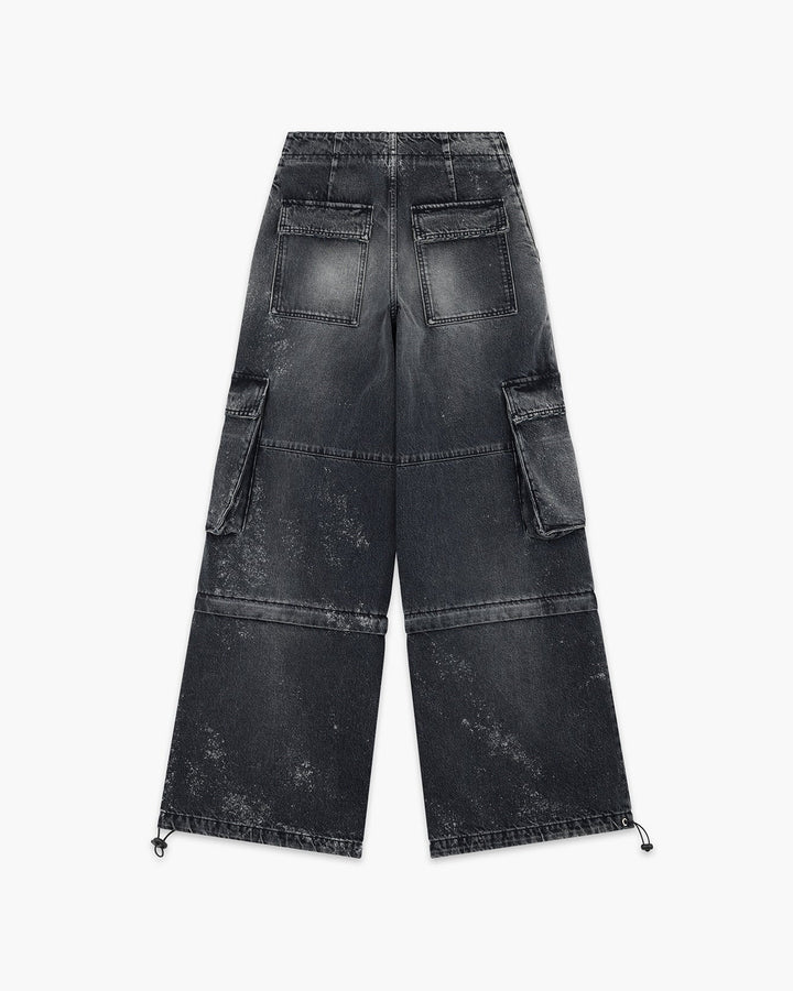 Black Womens Cargo Denim Trouser