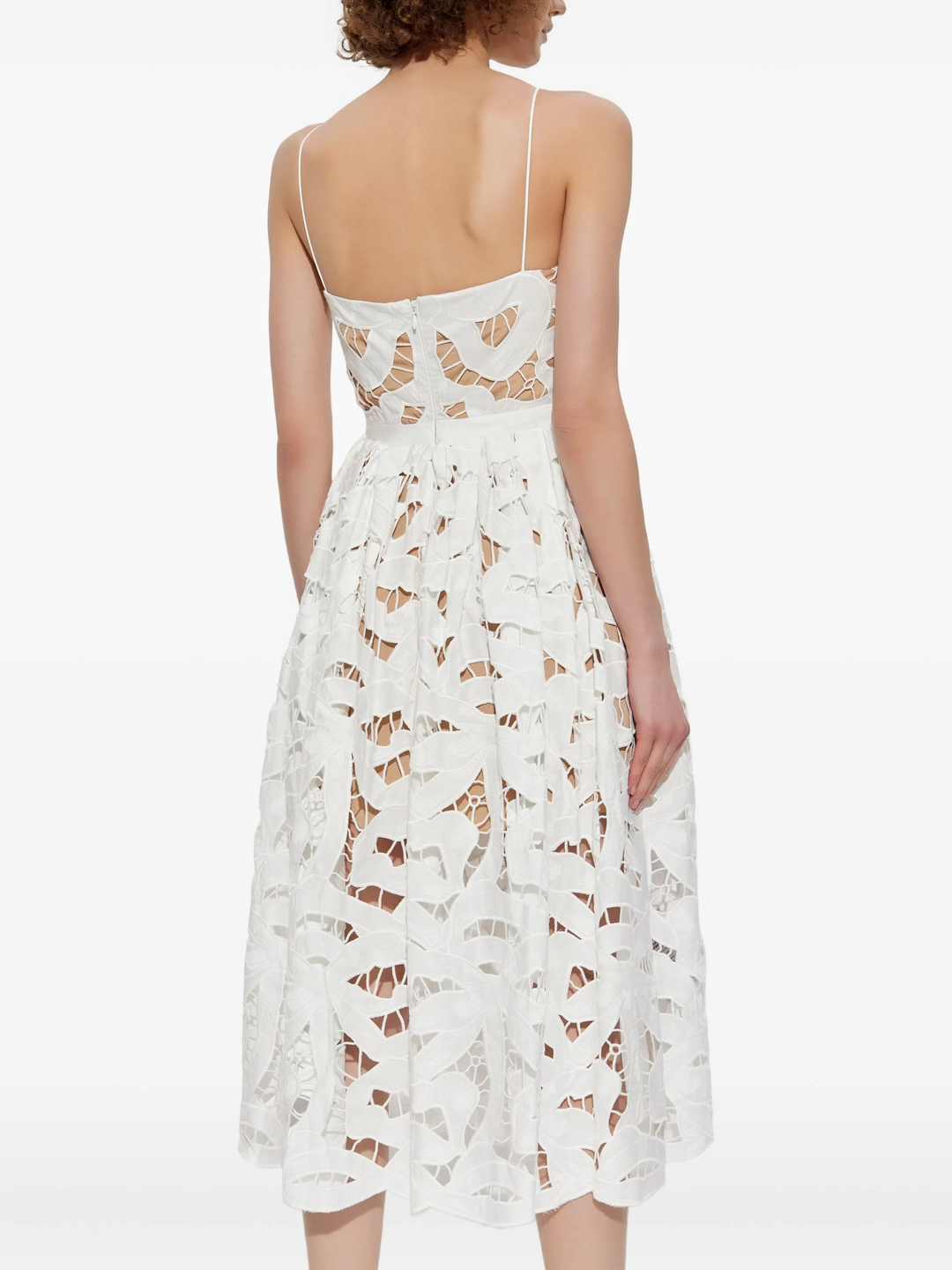 White Bow Embroidered Midi Dress