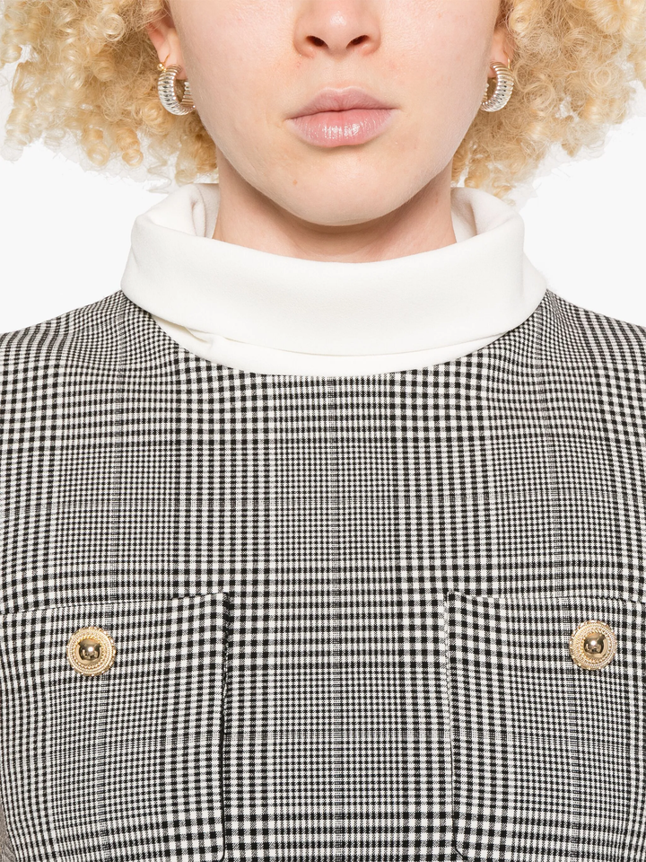 Sleeveless Prince Of Wales Check Mini Dress