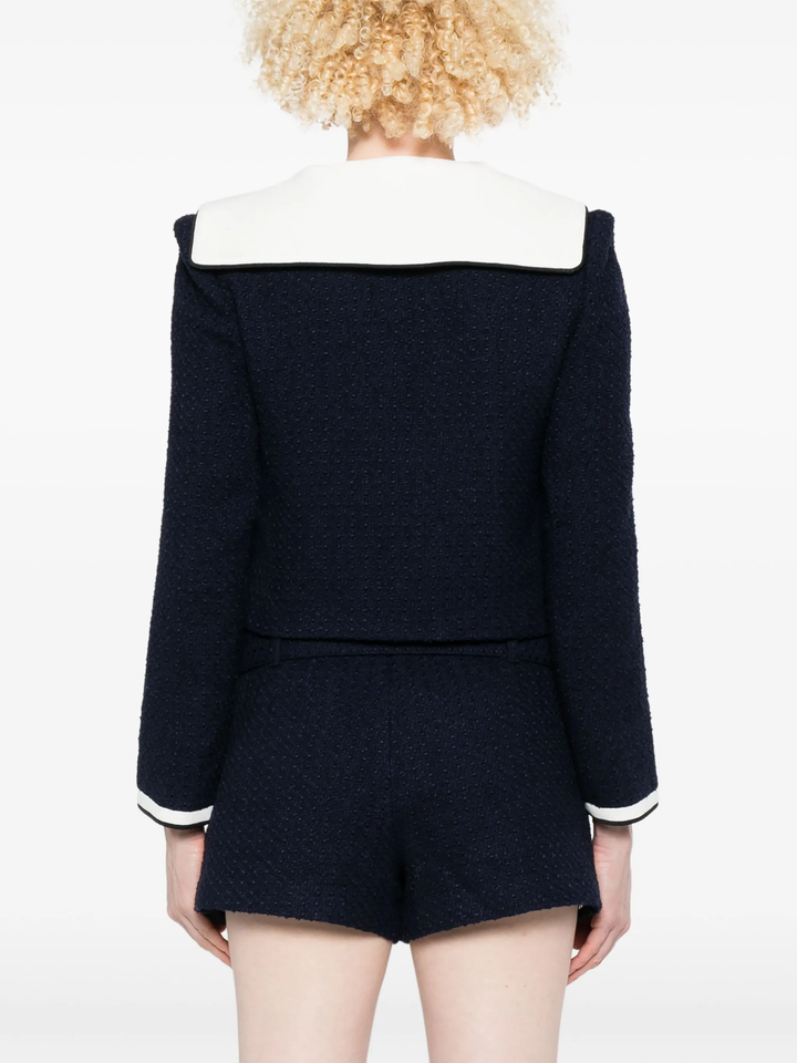 Navy Boucle Contrast Collar Jacket