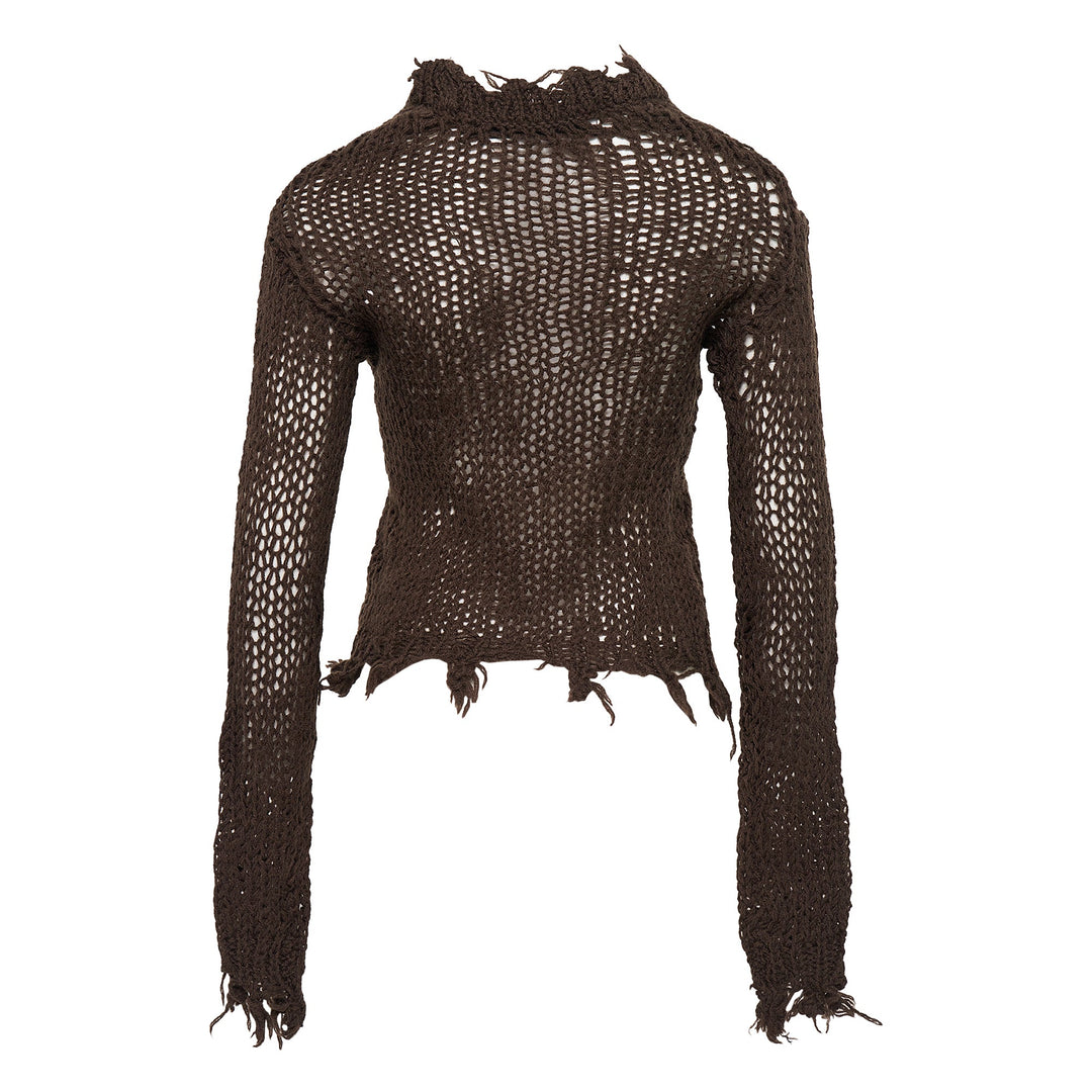 Distressed Crop Knit Top