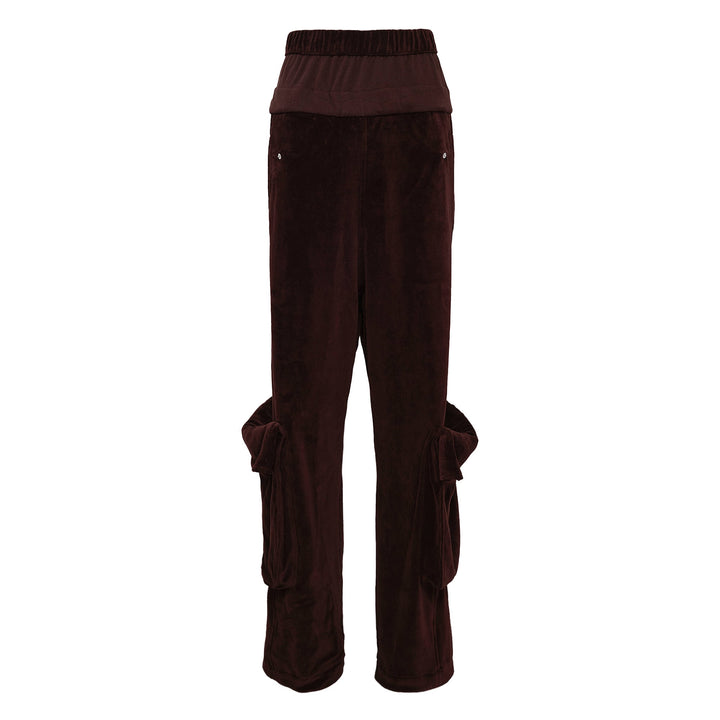 Rolled Waist Velour Cargo Pants