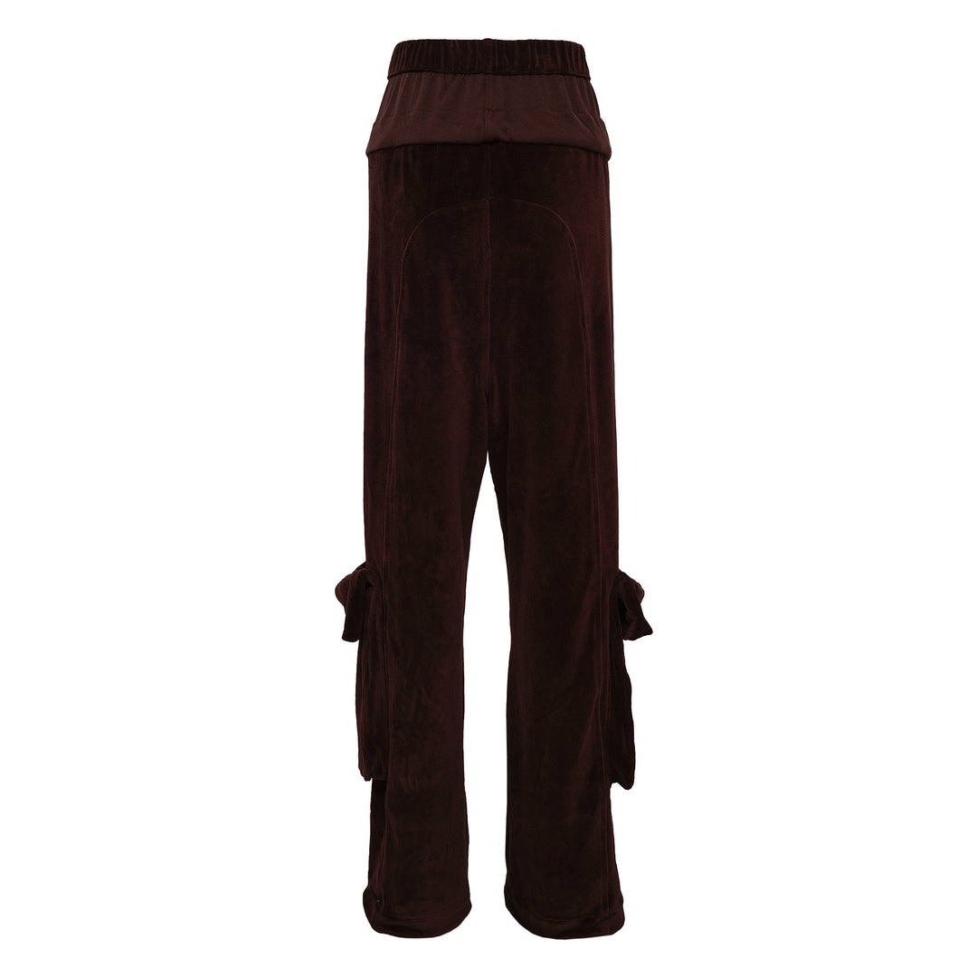 Rolled Waist Velour Cargo Pants