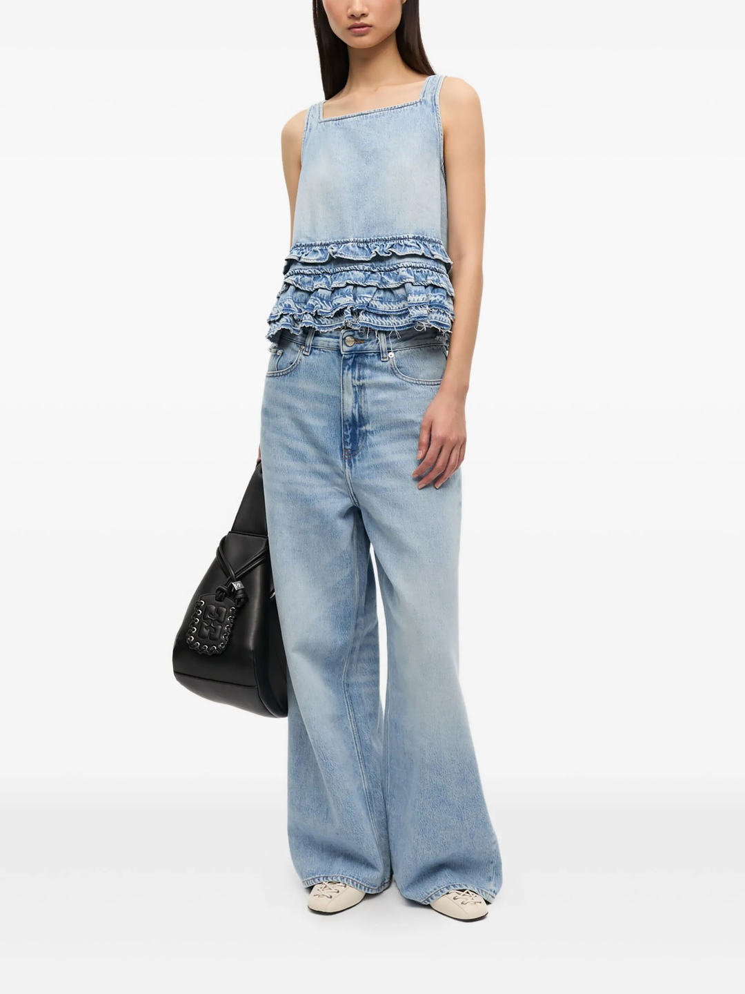 Soft Rigid Denim Frill Top