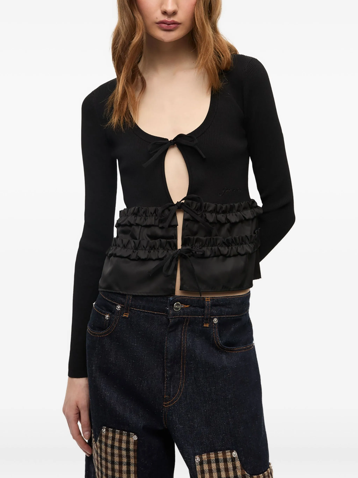 Áo khoác cardigan dệt rib melange