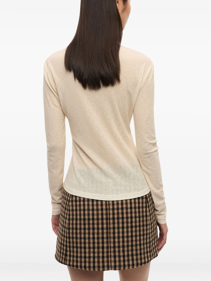 Printed Marl Mesh Long Sleeve Top