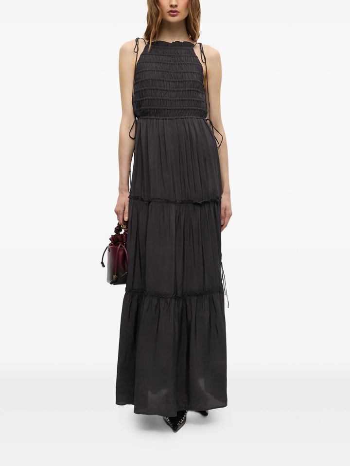 Viscose Habotai Maxi Smock Tie Dress