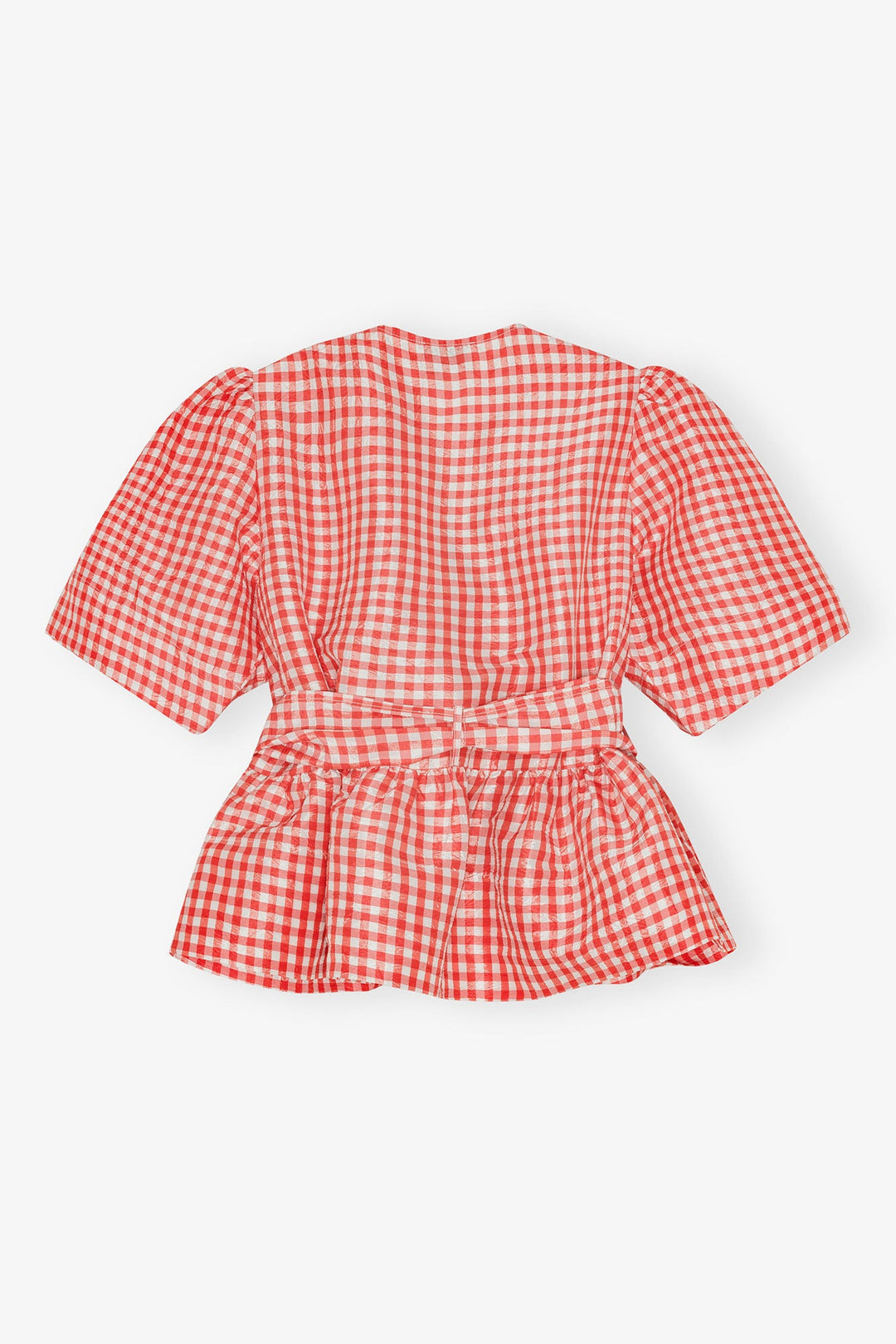 Crinkled Taffeta Check Tie Strap Top