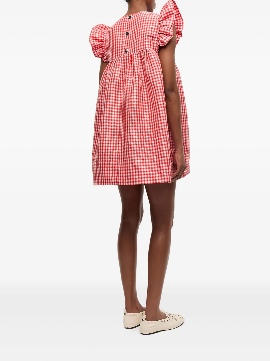 Crinkled Taffeta Check Dress