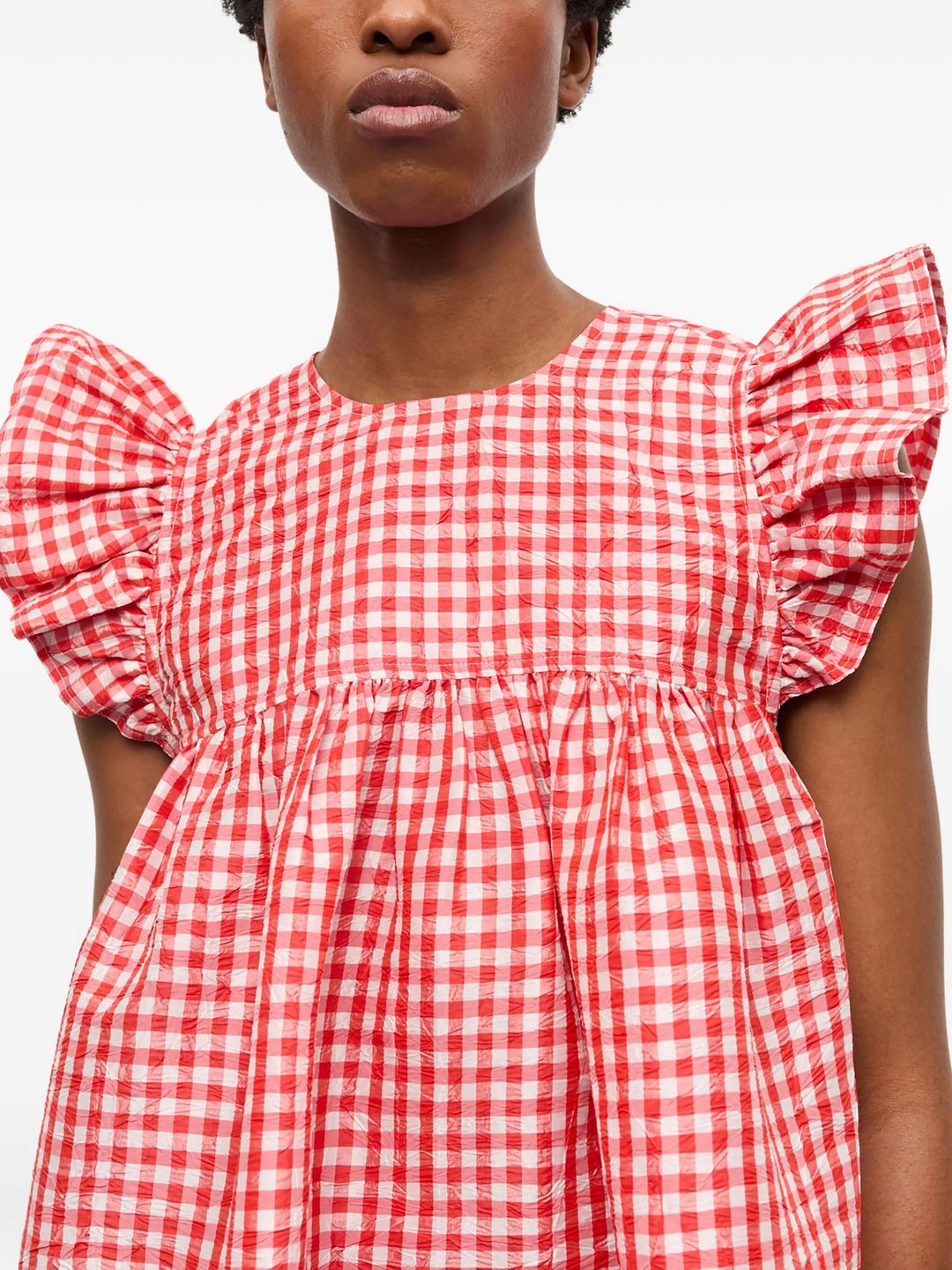 Crinkled Taffeta Check Dress
