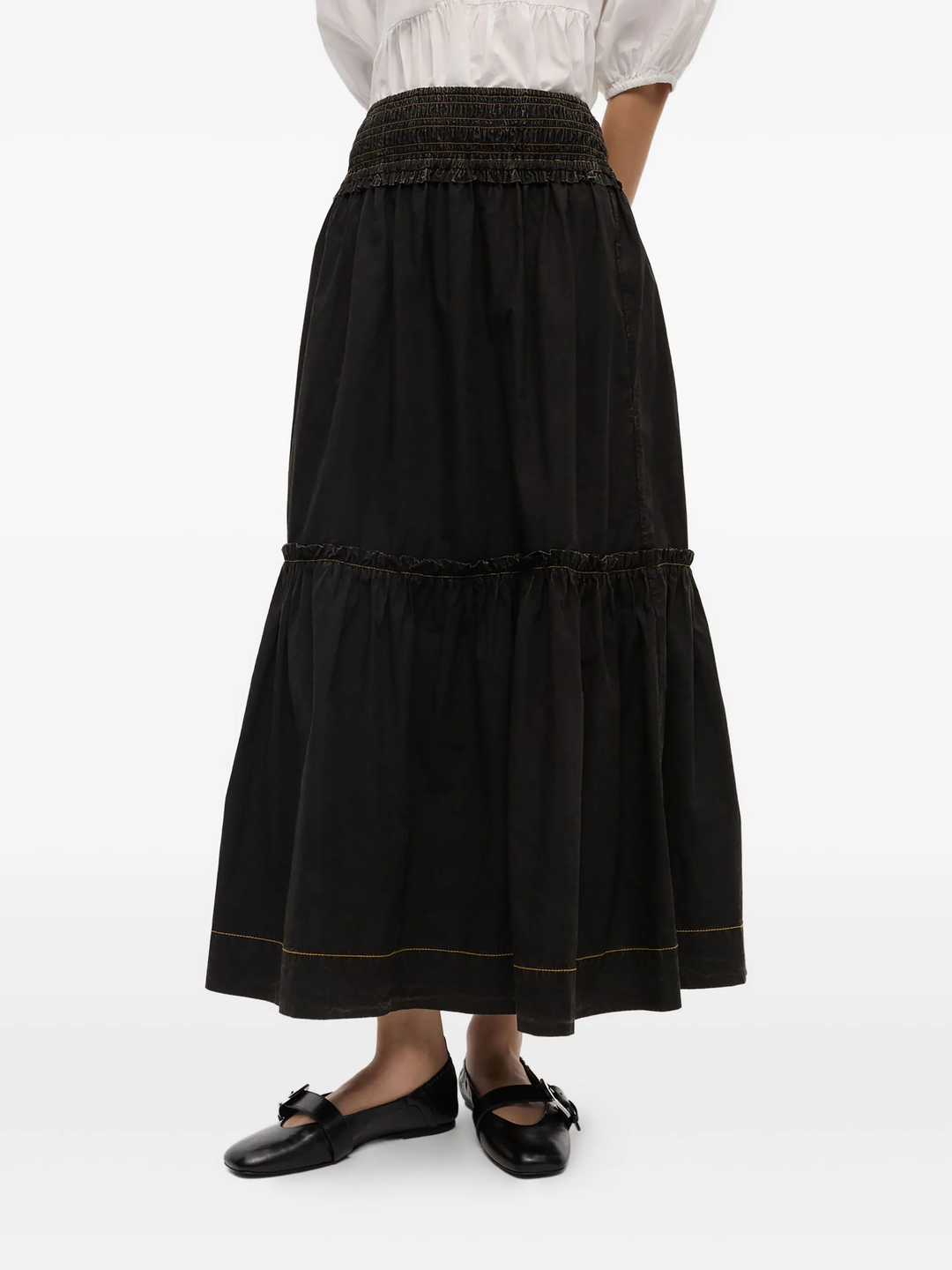 Garment Dyed Cotton Smock Maxi Skirt