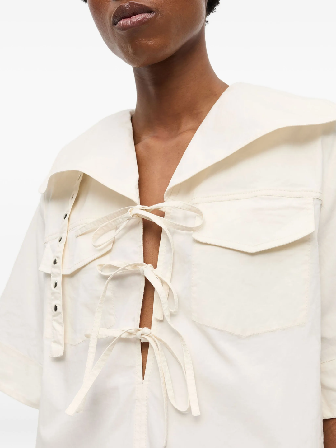 Cotton Cowl Neck Mini Dress