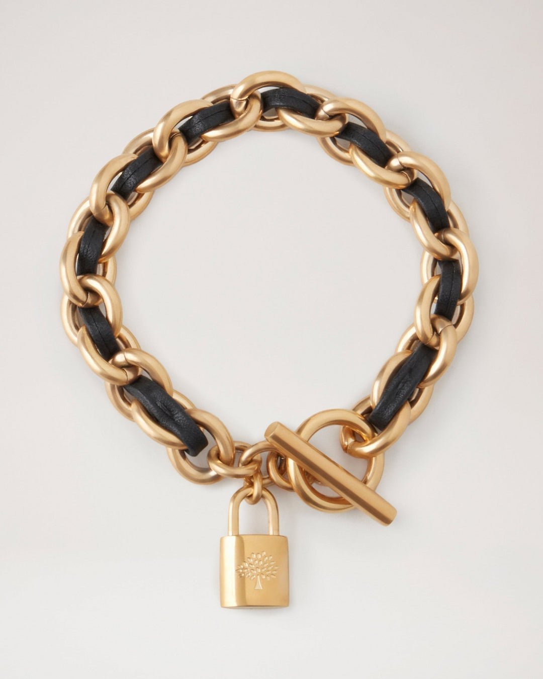 Lily Leather Chain Bracelet Medium Black Leather & Metal