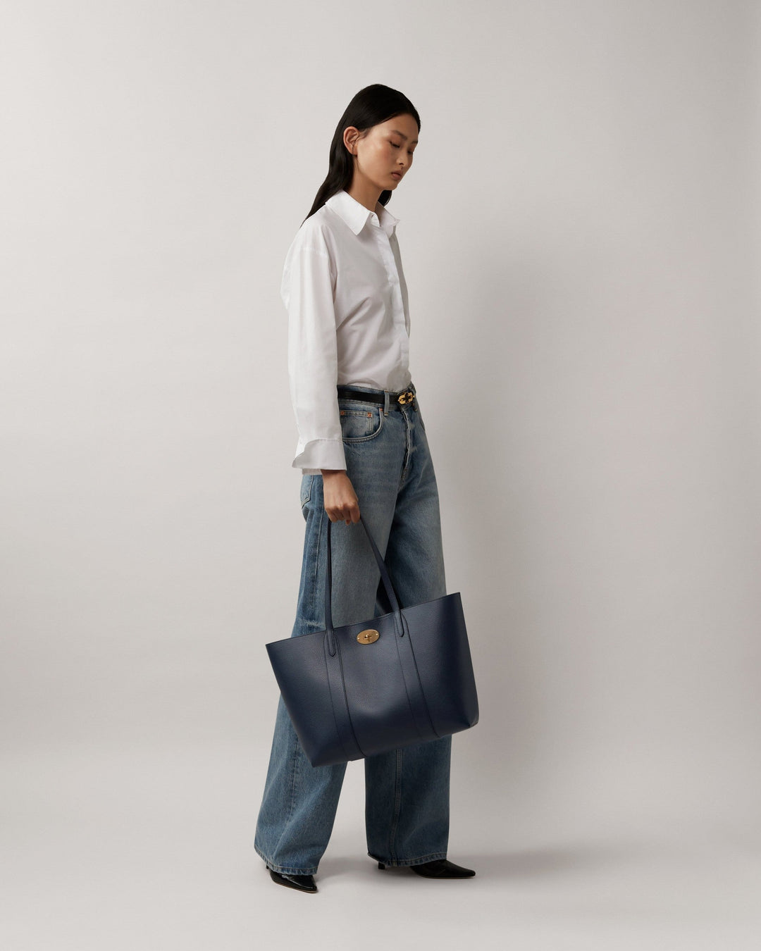 Bayswater Tote Night Sky & Poplin Blue Small Classic Grain With Contrast