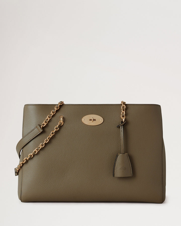 Lily Chain Tote Linen Green Small Classic Grain