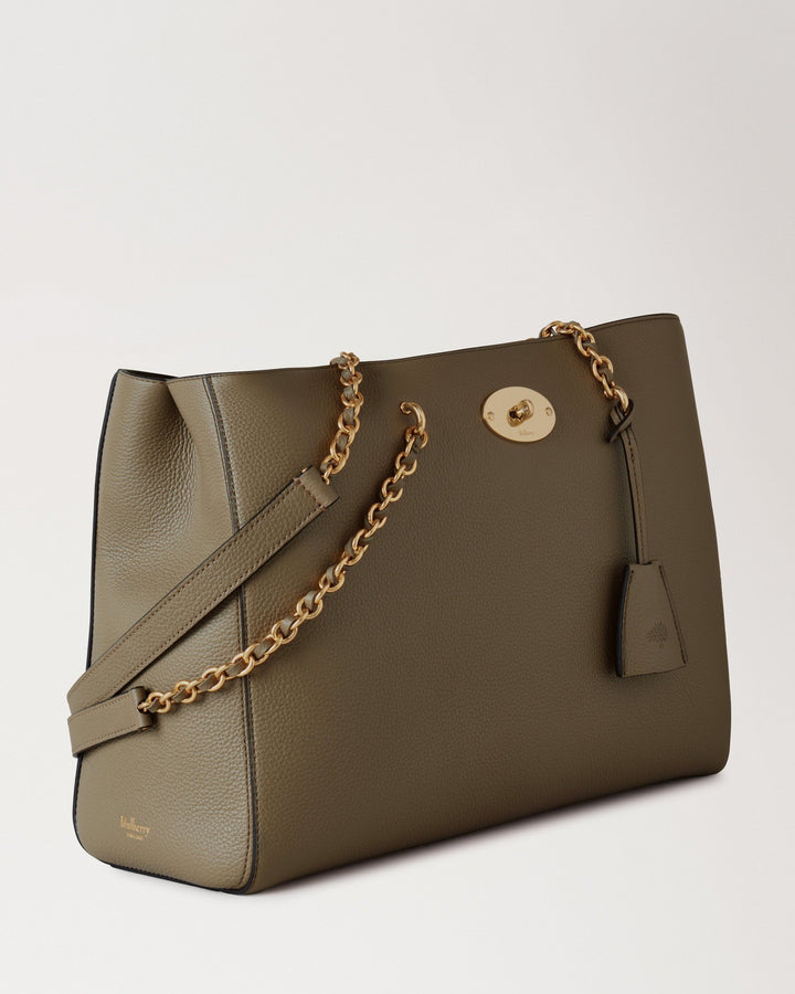 Lily Chain Tote Linen Green Small Classic Grain