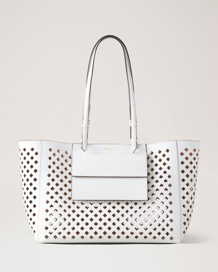 Perforated Tote White Perforated Leather