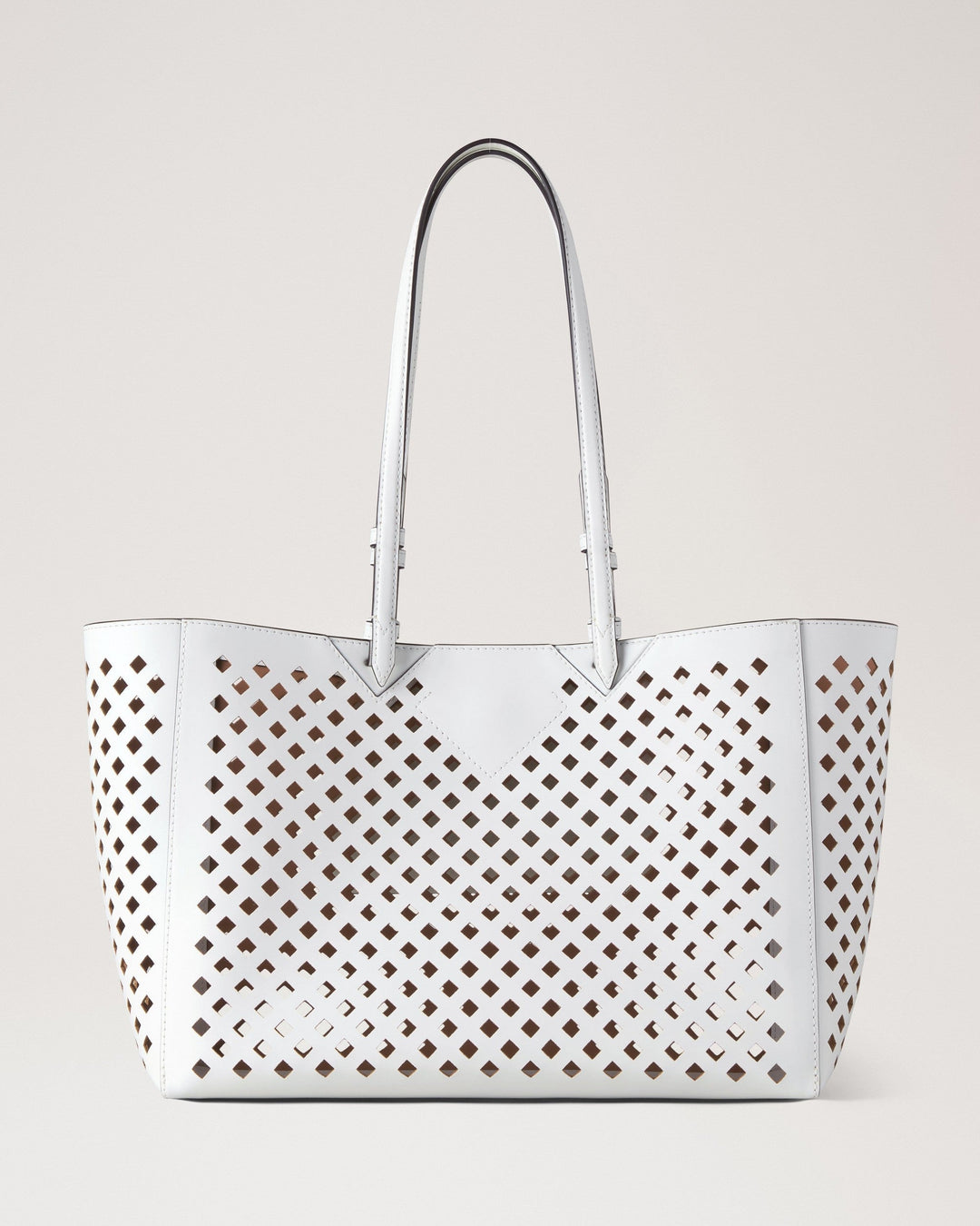 Perforated Tote White Perforated Leather