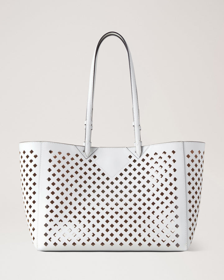 Perforated Tote White Perforated Leather