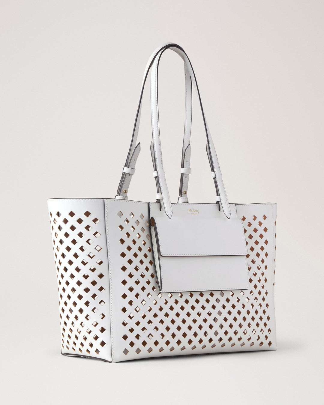 Perforated Tote White Perforated Leather