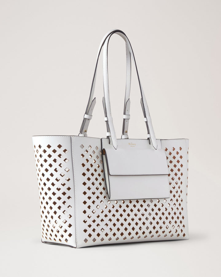 Perforated Tote White Perforated Leather