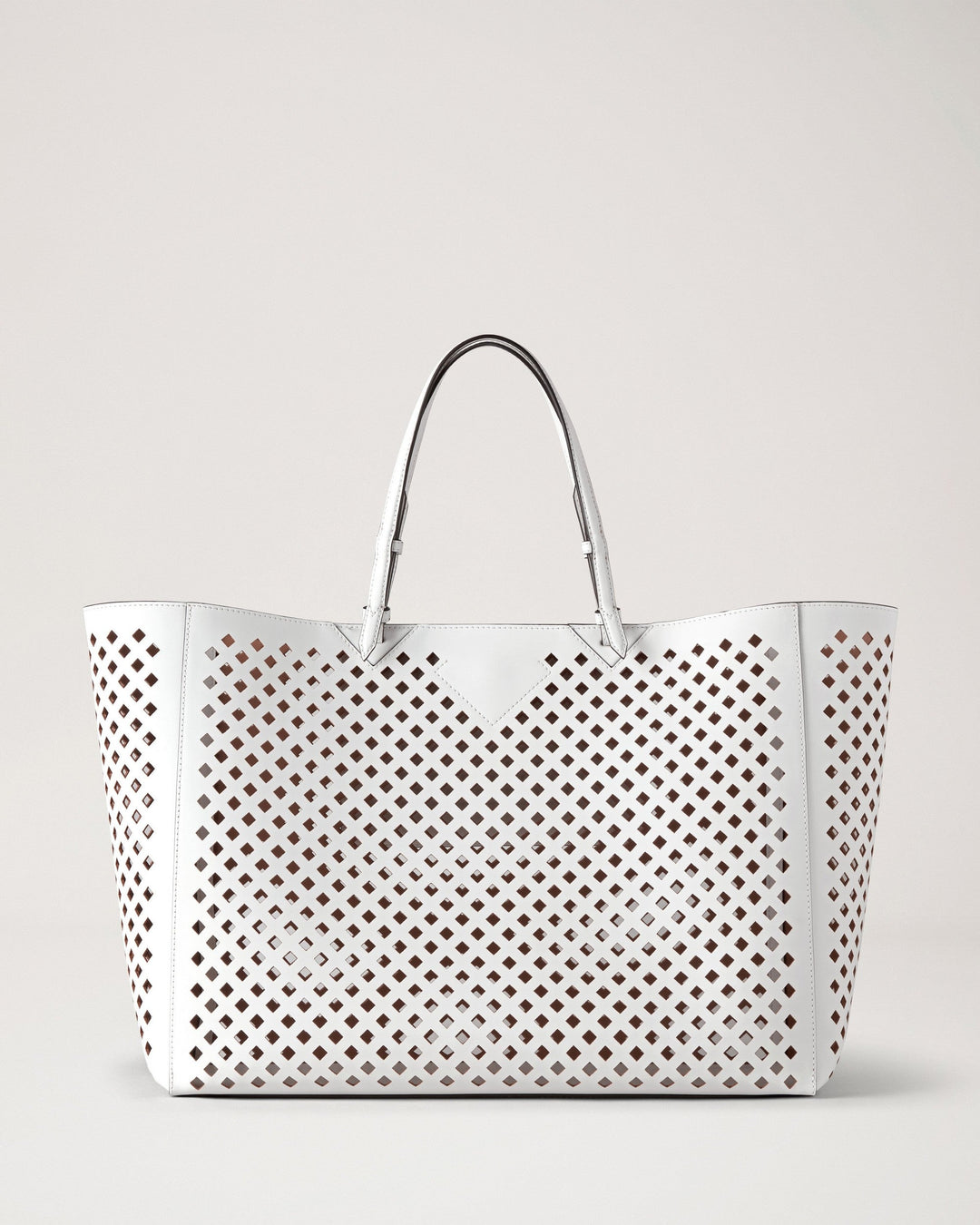 Xl Perforated Tote White Perforated Leather