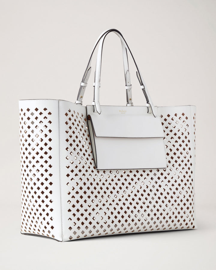 Xl Perforated Tote White Perforated Leather