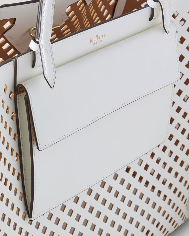 Xl Perforated Tote White Perforated Leather